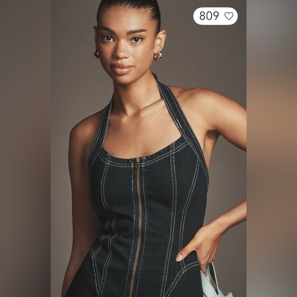 Front Zip Halter Denim Midi Dress
Pilcro Anthropologie
In: Dark Wash - Picture 5 of 7